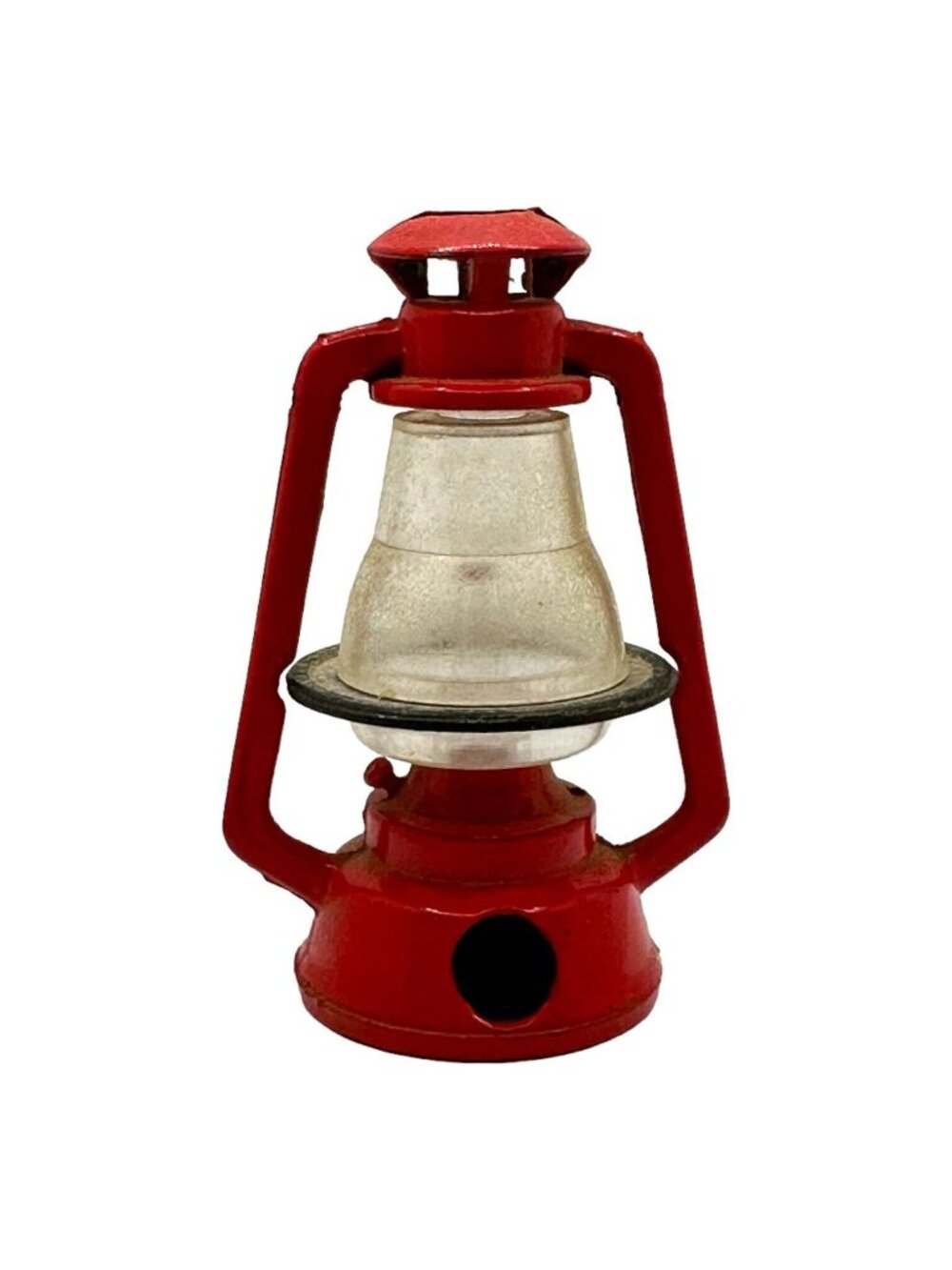 Miniature Vintage Die Cast Metal Lantern Pencil Sharpener 3” Red